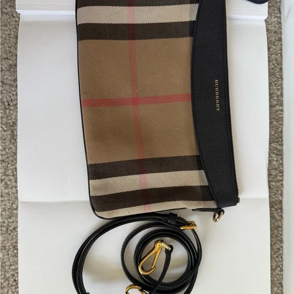 Burberry Checkered Crossbody Bag in Tan and Black - Picture 5 of 5